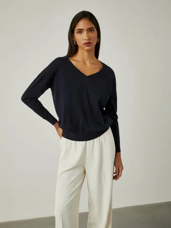 V-neck cotton sweater