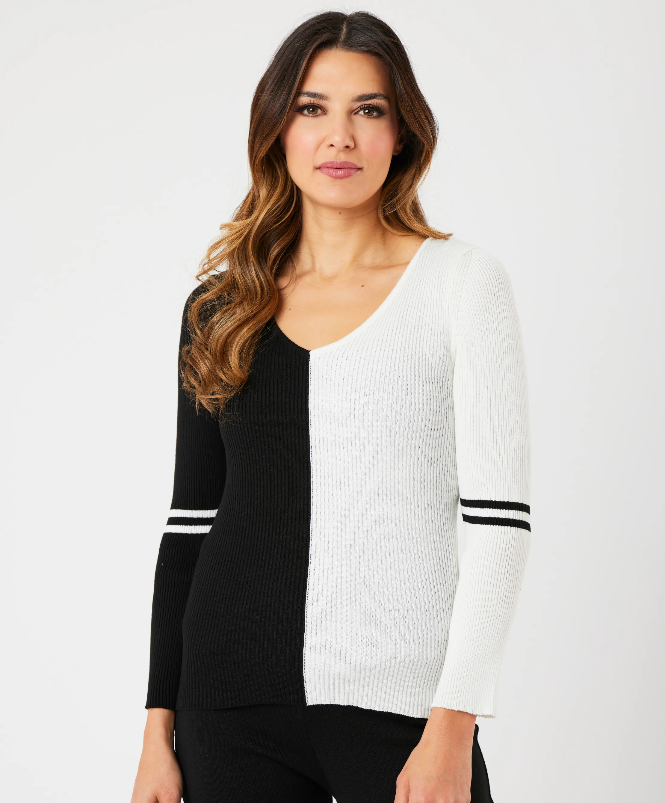 V-Neck Ribbed Sweater