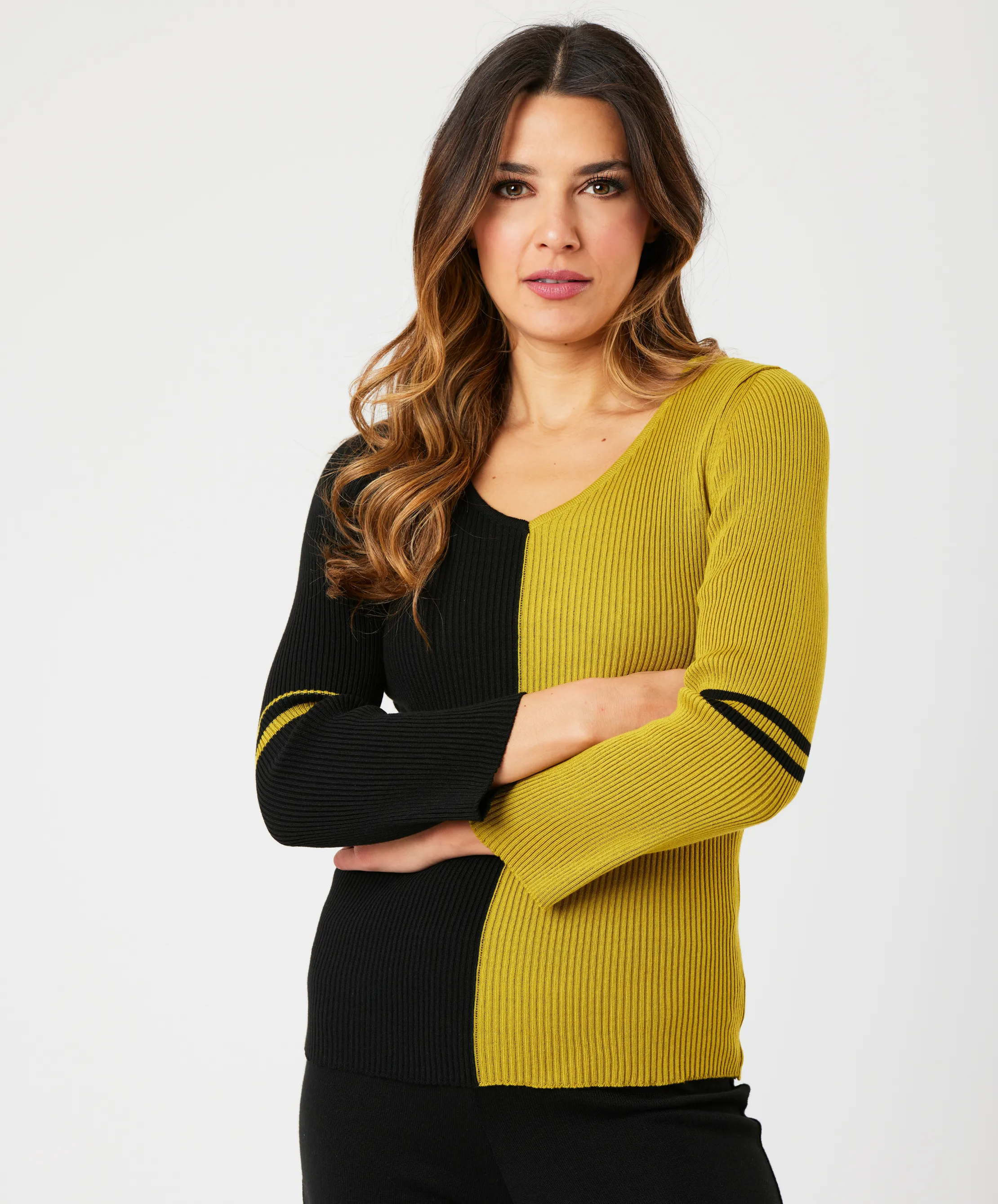 V-Neck Ribbed Sweater