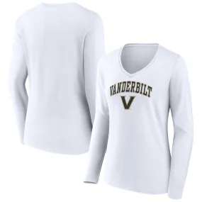 Vanderbilt Commodores Women's White Campus Long Sleeve V-Neck T-Shirt