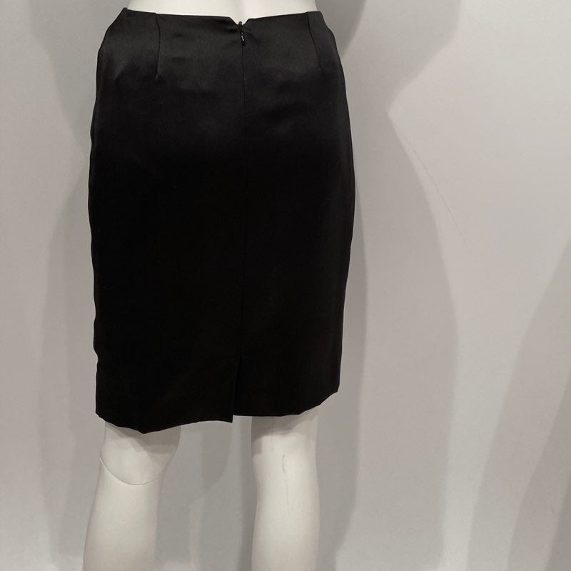 Vintage Chanel 99A, 1999 Fall Satin Black Pencil Skirt FR 36 US 2/4