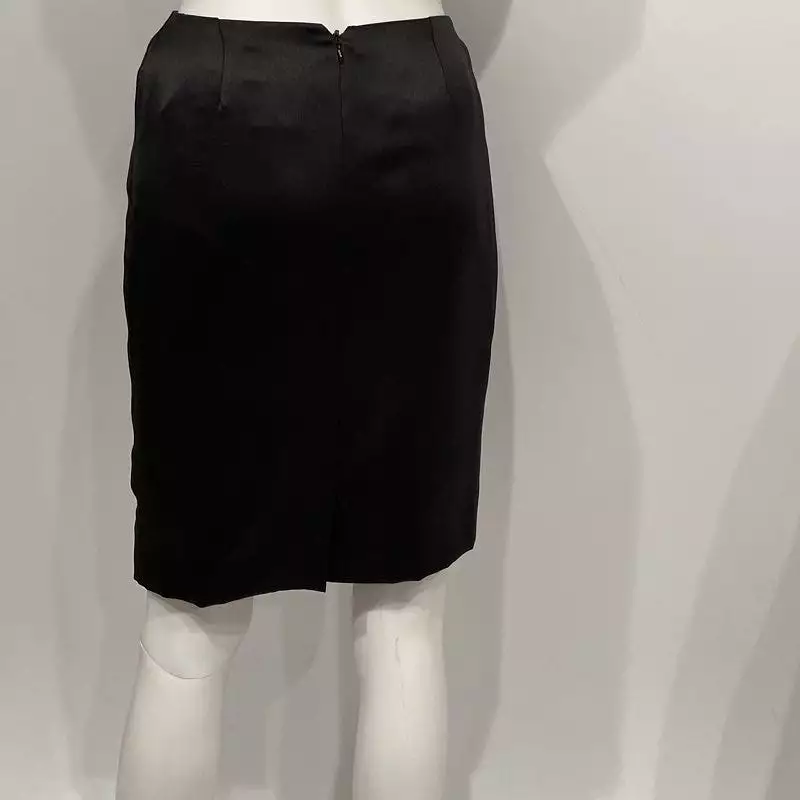 Vintage Chanel 99A, 1999 Fall Satin Black Pencil Skirt FR 36 US 2/4