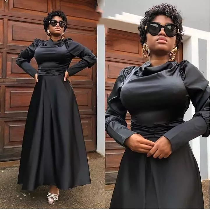 Vintage Long-sleeve Satin Dress