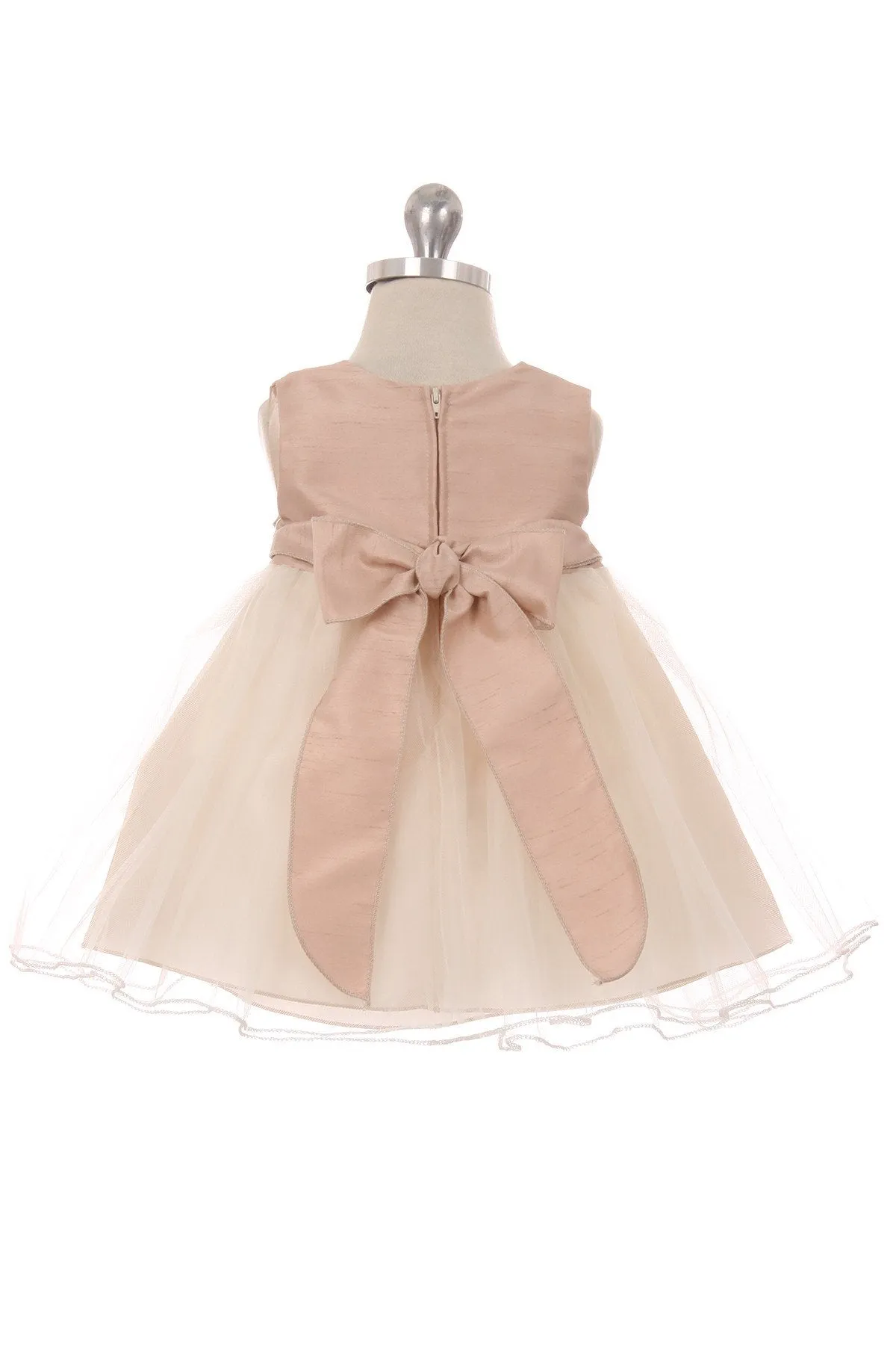 Vintage Rose Poly Silk Tulle Baby Dress