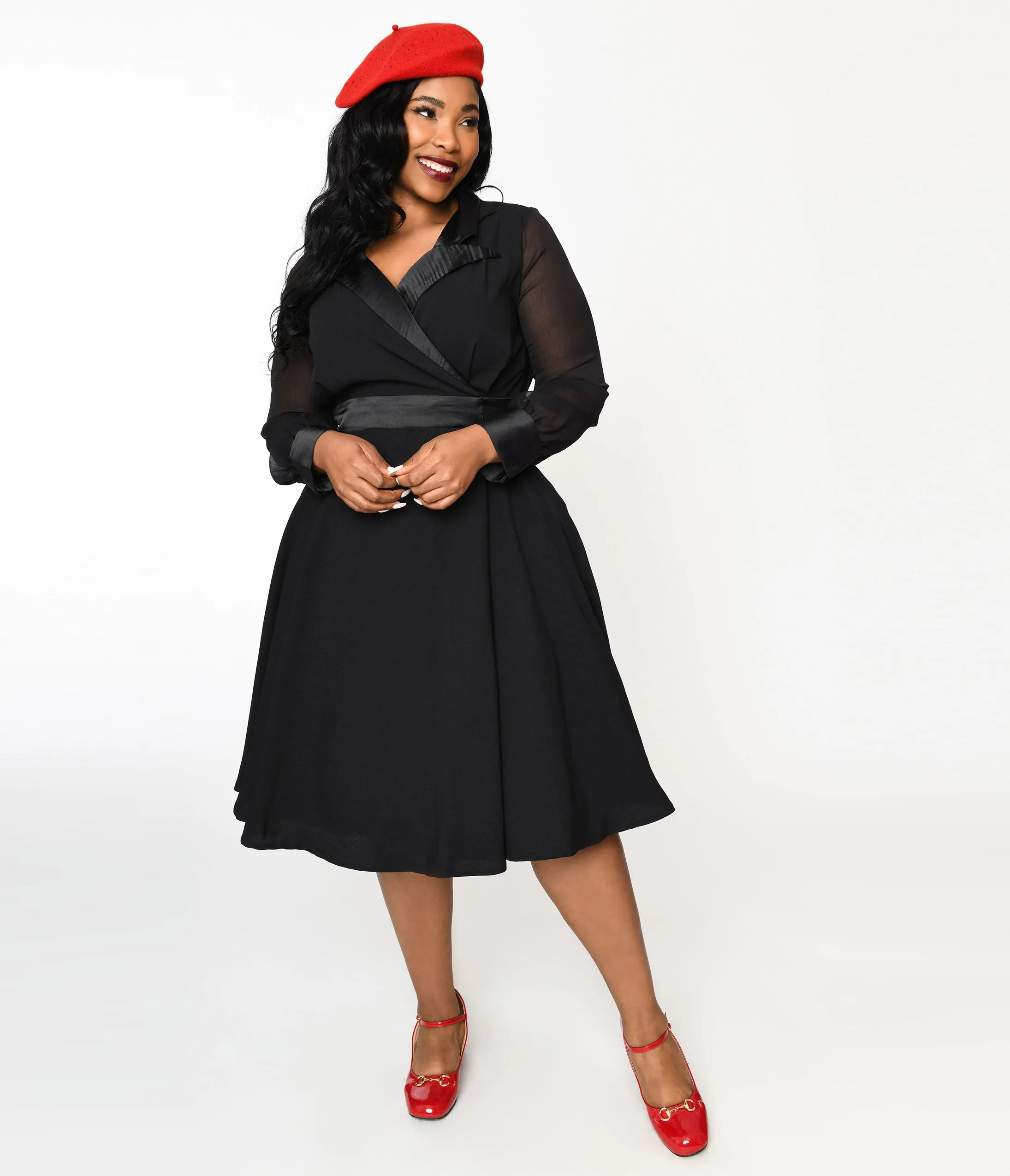 Vintage Style Black Polly Swing Dress