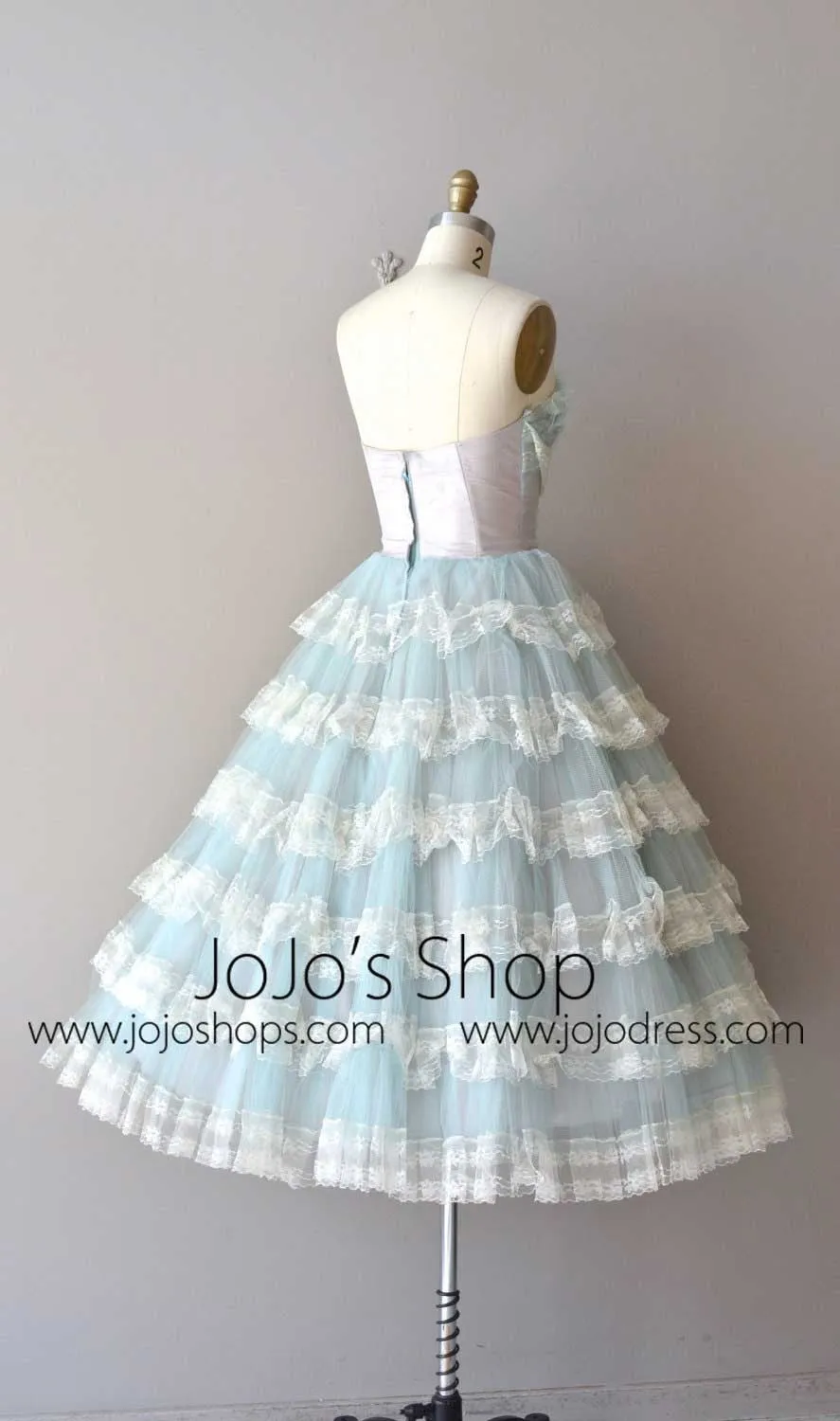 Vintage Style Short Prom Dress with Lace Tiered Skirt