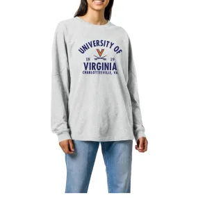 Virginia Cavaliers Women's Ash Throwback Oversized Long Sleeve T-Shirt