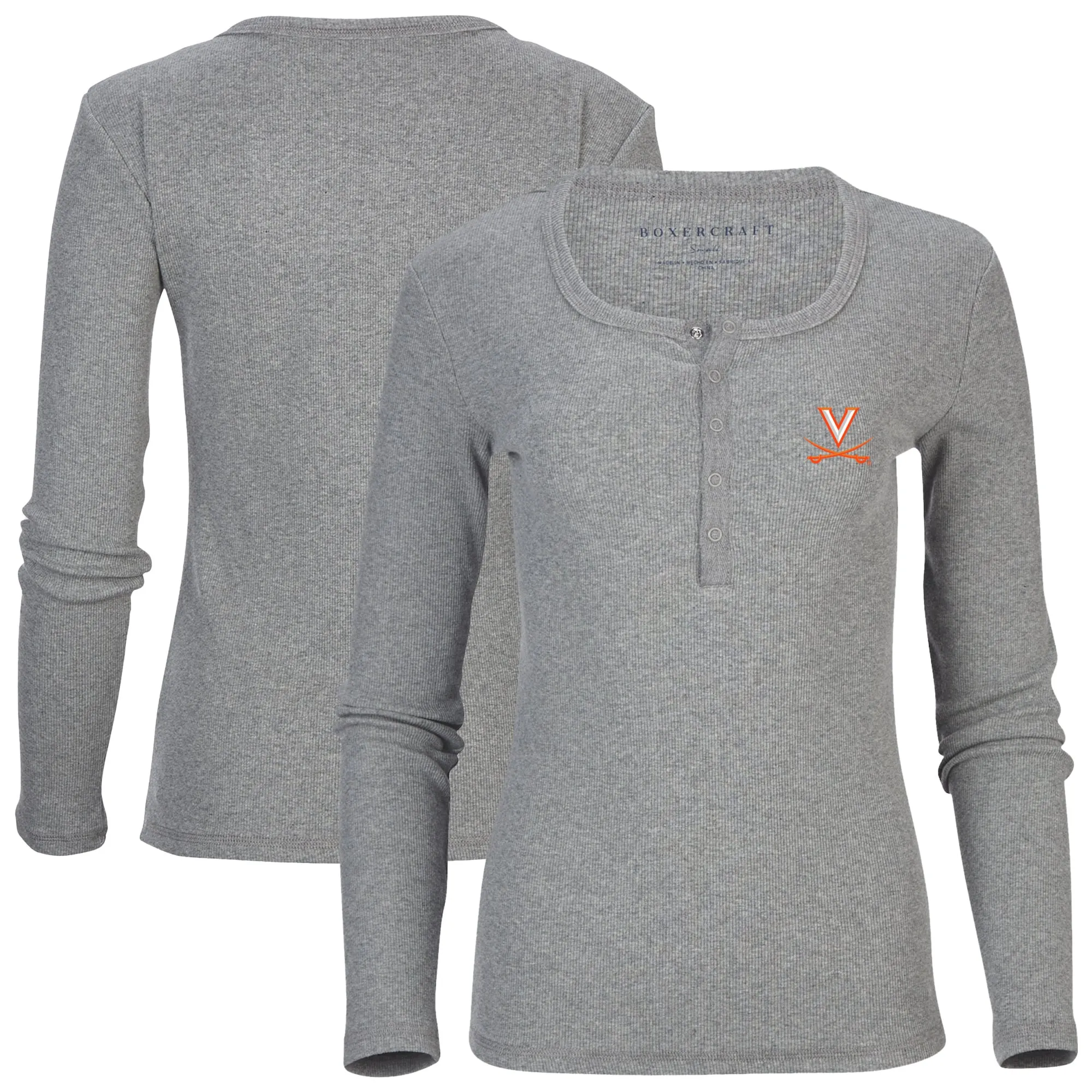 Virginia Cavaliers Women's Gray Harper Henley Long Sleeve T-Shirt