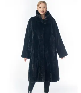 Vivian Black Mink Sections Fur Coat: FurHatWorld