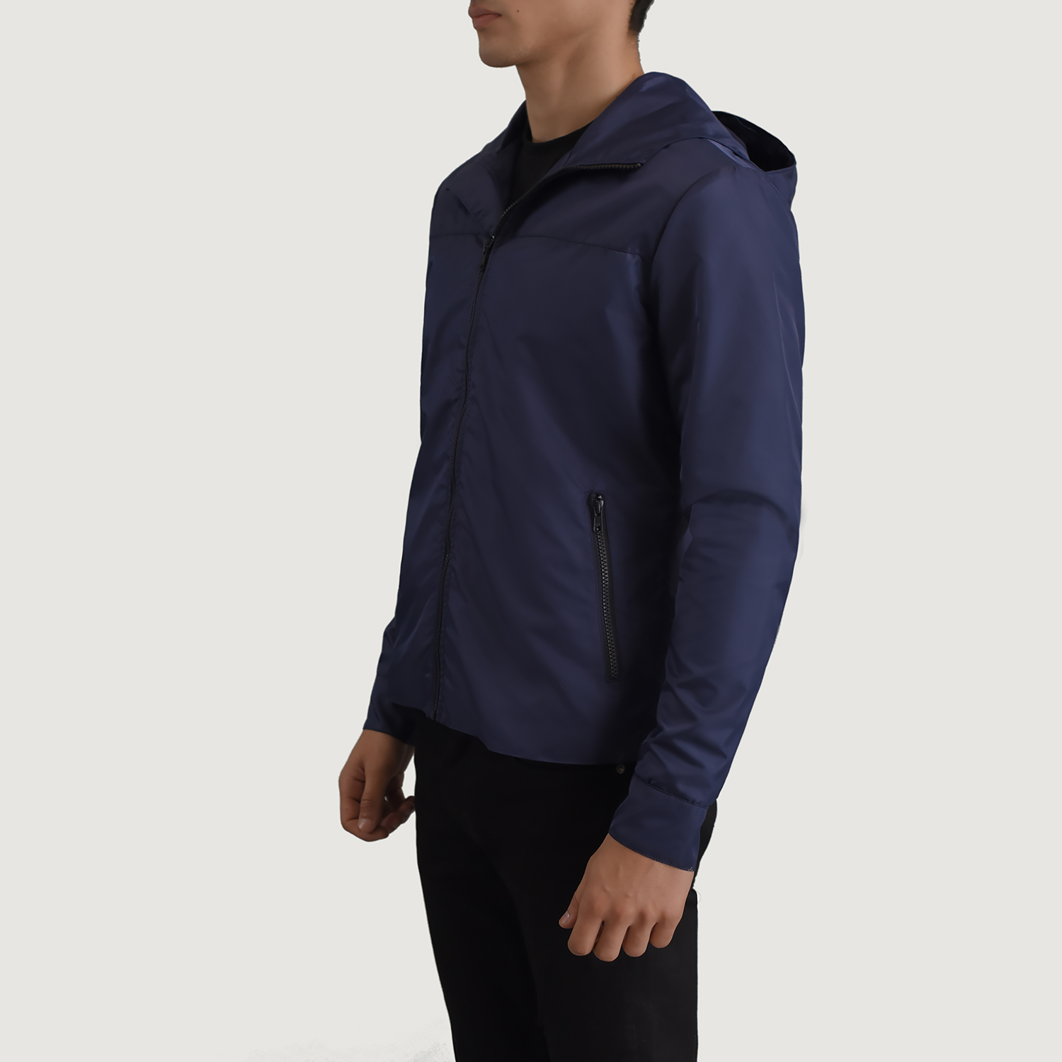 Wesley Blue Hooded Windbreaker Jacket