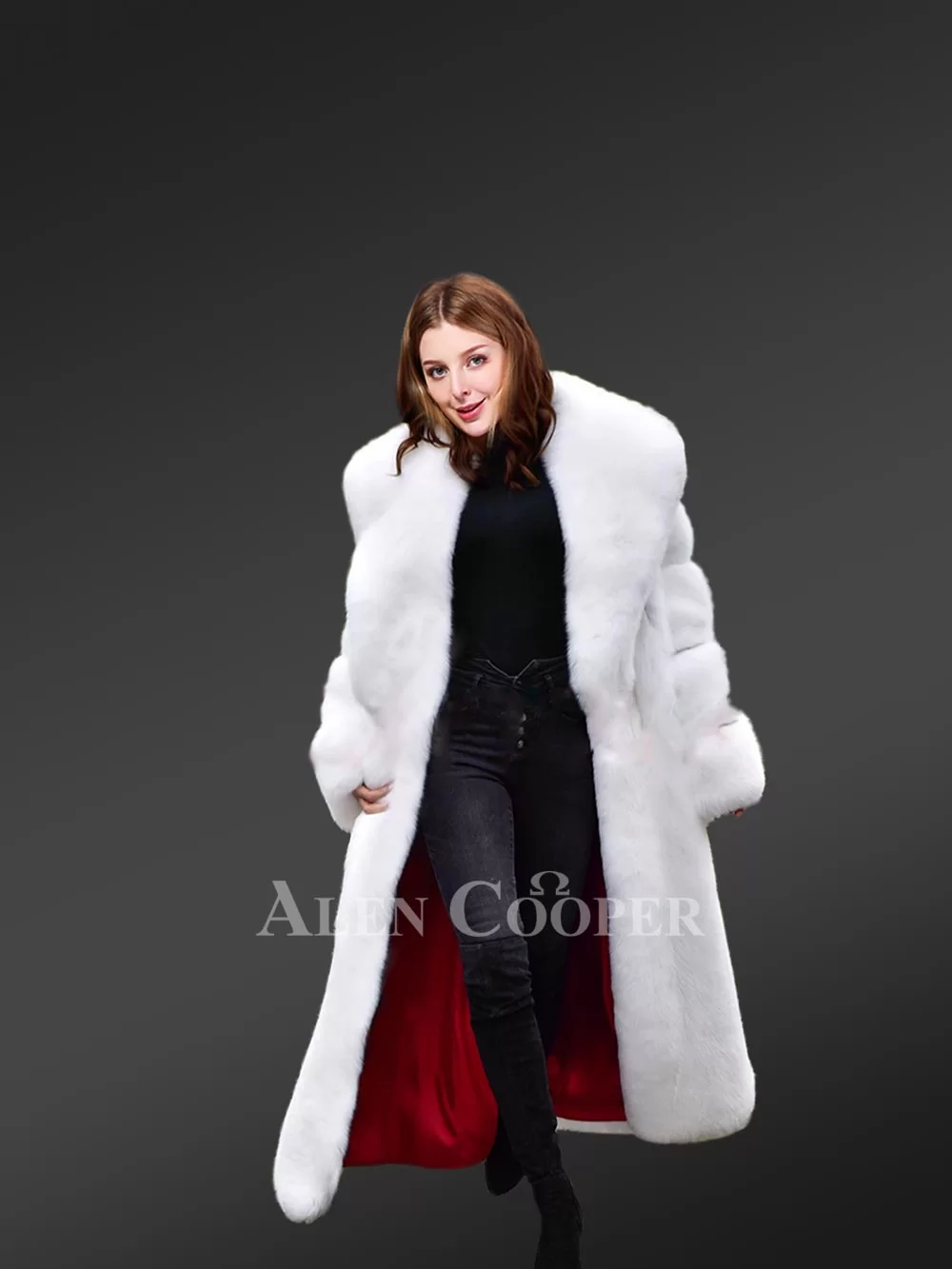 White Mink Fur Trench Coat For Women