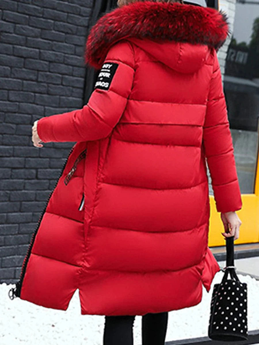 Windproof Women's Long Parka Jacket for Valentine's Day and Winter