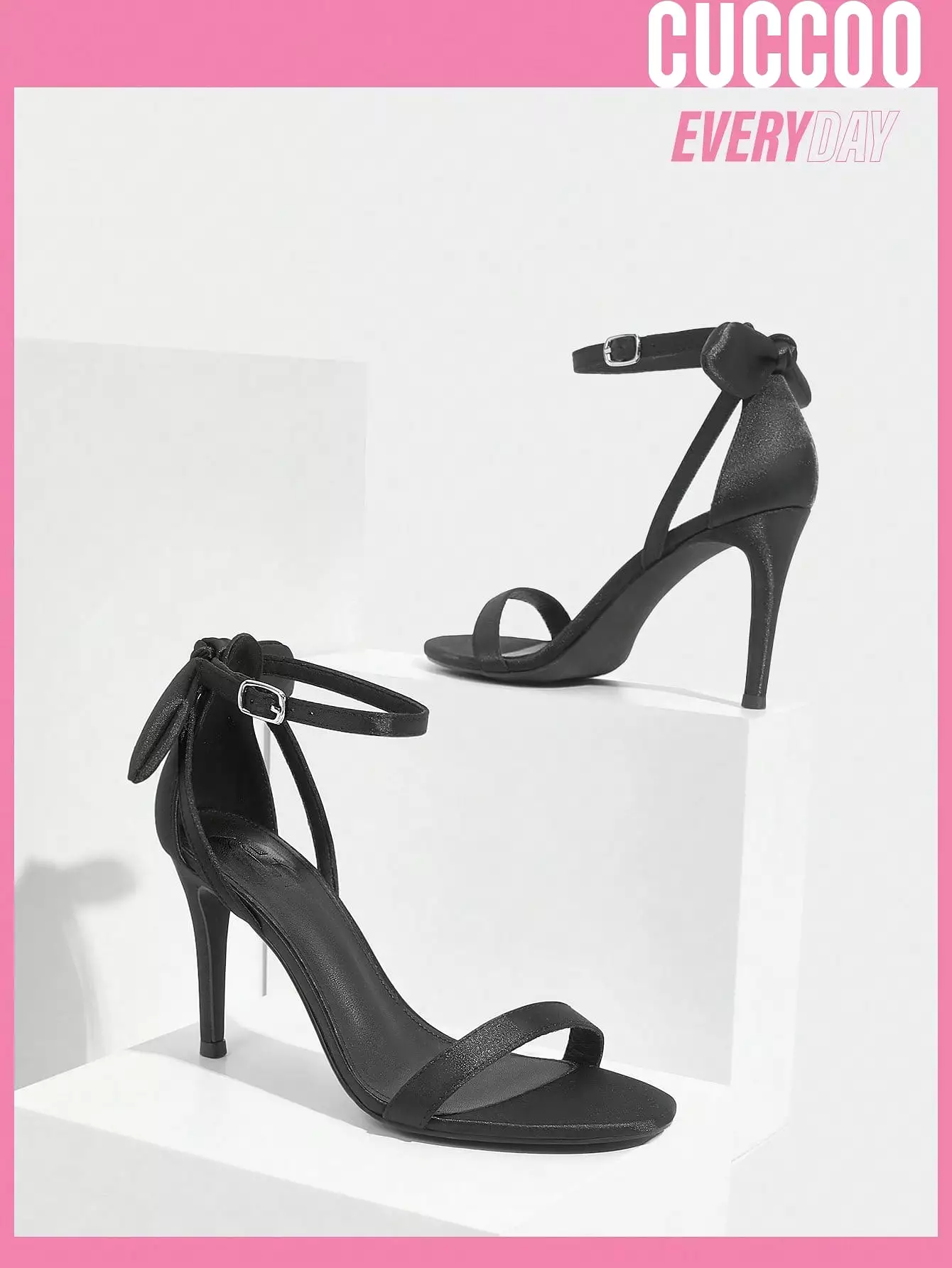 Woman Shoes Black Fashion High Heel Sandals With Bowknot Detail For Spring And Summer