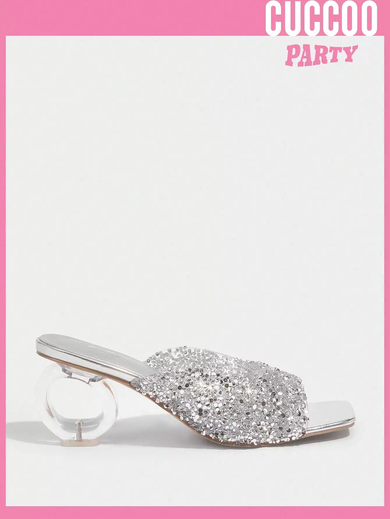 Woman Shoes Fashionable & Sexy Square Toe Crystal Studded Stiletto Heels Sandals With Open Toe For Spring And Summer