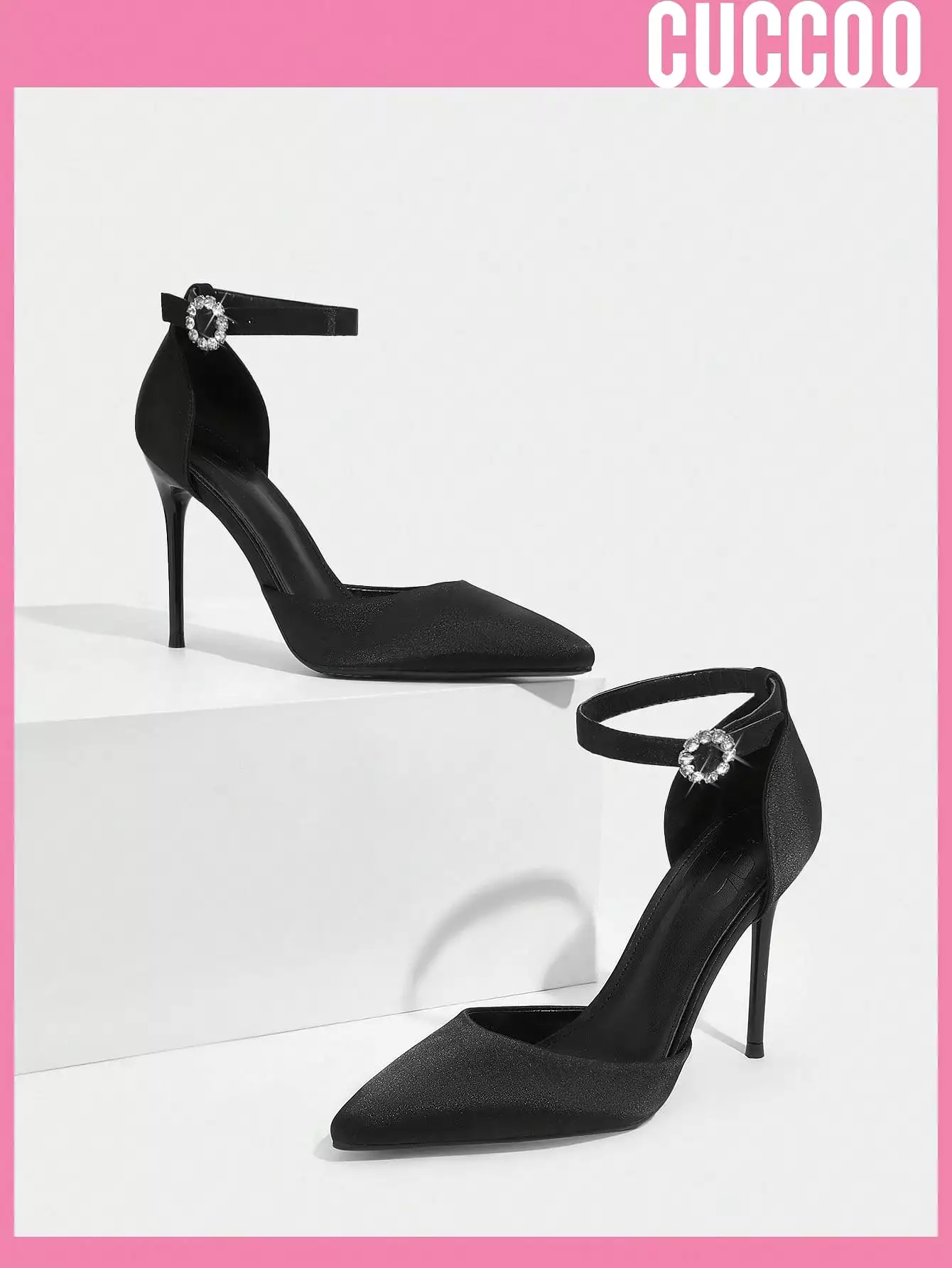 Woman Shoes Fashionable Black Classic Style Comfortable Ankle Strap High Heels For Spring And Summer