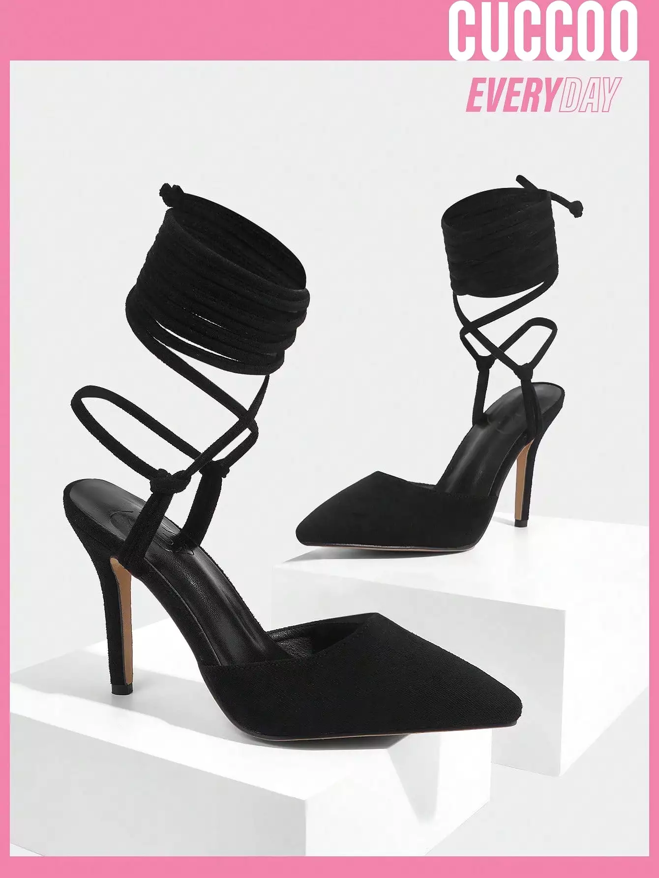 Woman Shoes Fashionable Black Strappy High Heel Pumps For Spring And Summer