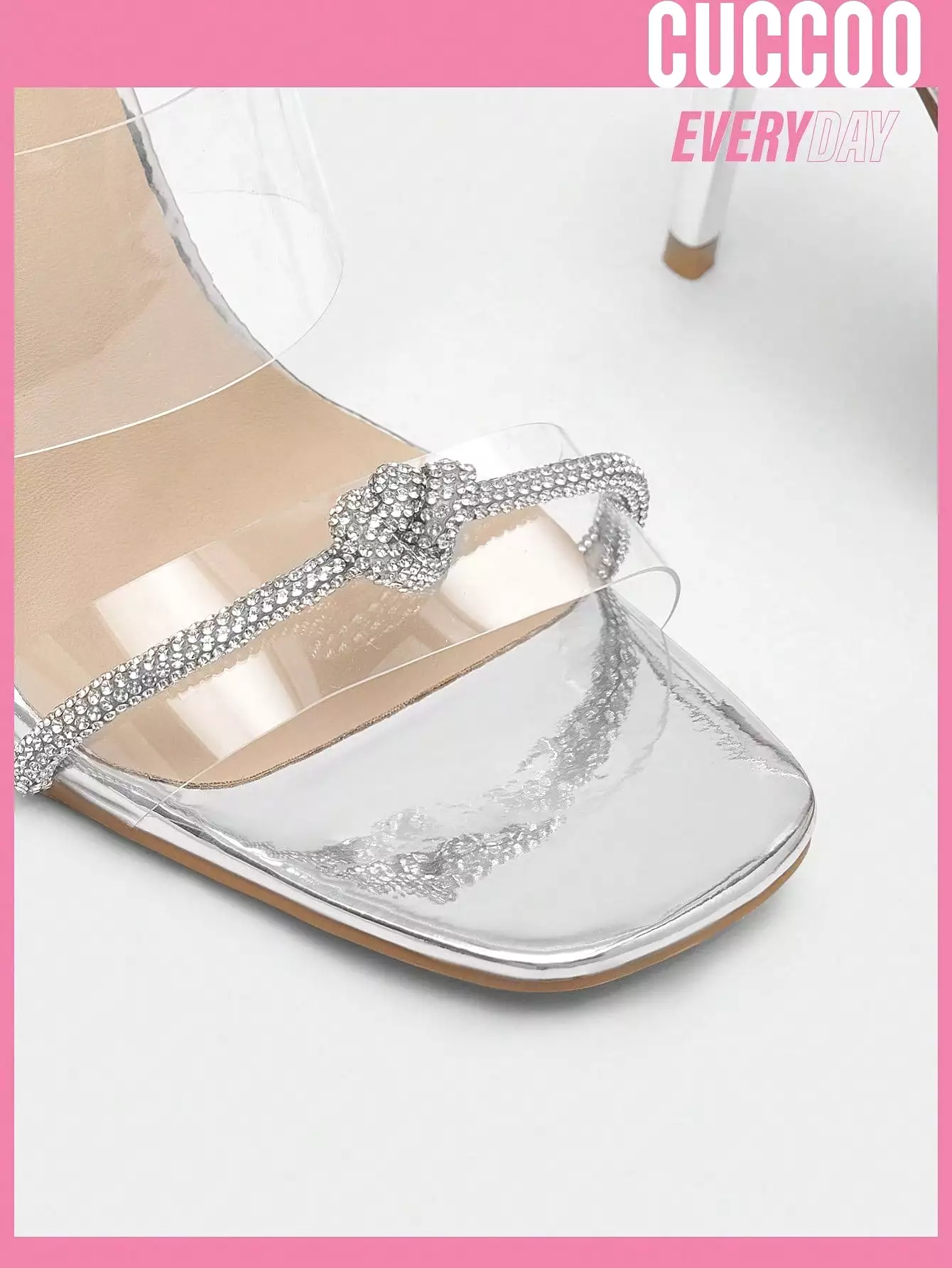 Woman Shoes Fashionable Square Toe Rhinestone Decorated Thin Heel Sandals For Work/Commute For Spring And Summer