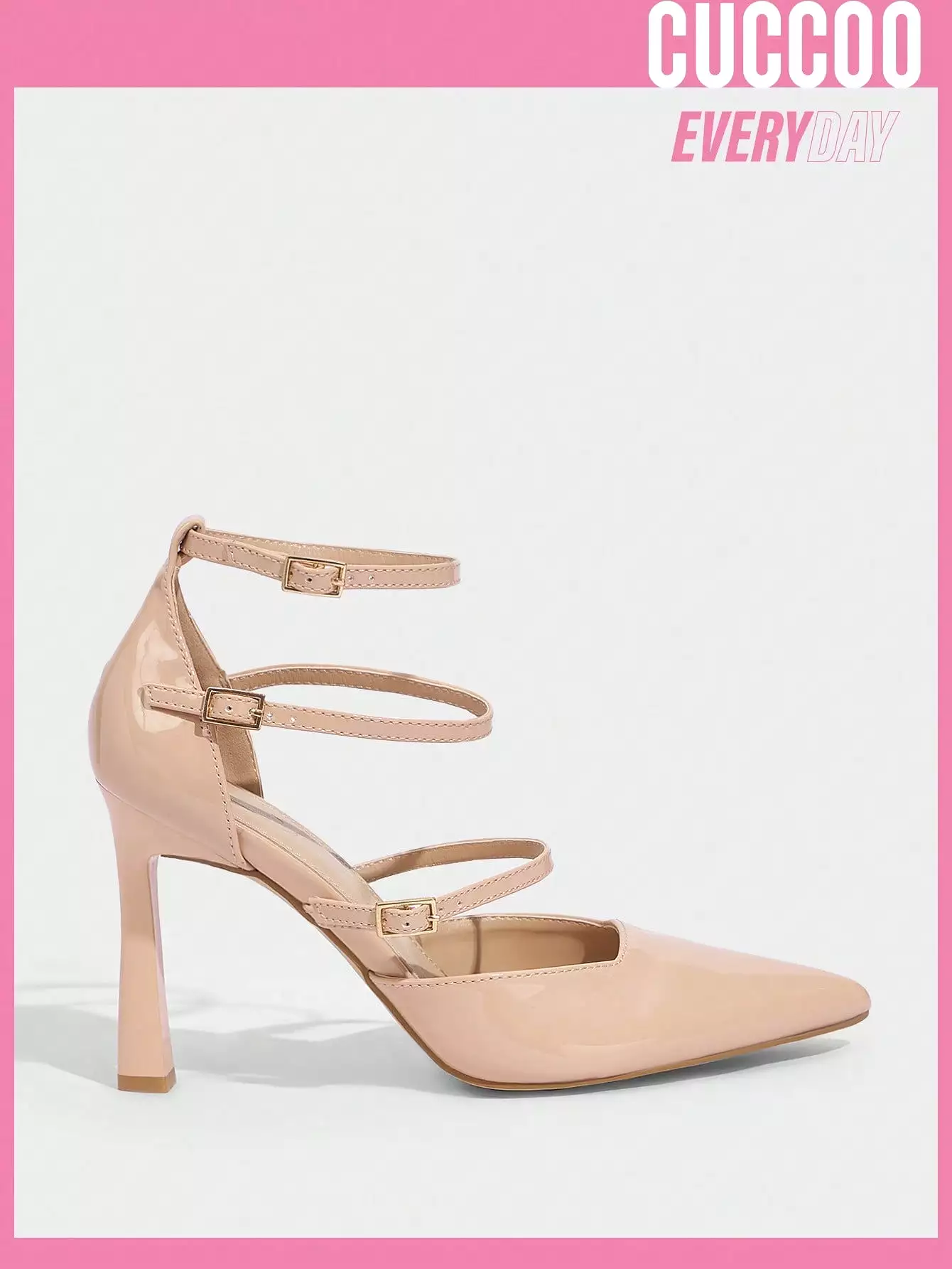 Woman Shoes High Heels Pointed Toe Apricot-Colored Fashionable Shoes With Ankle Strap For Spring And Summer