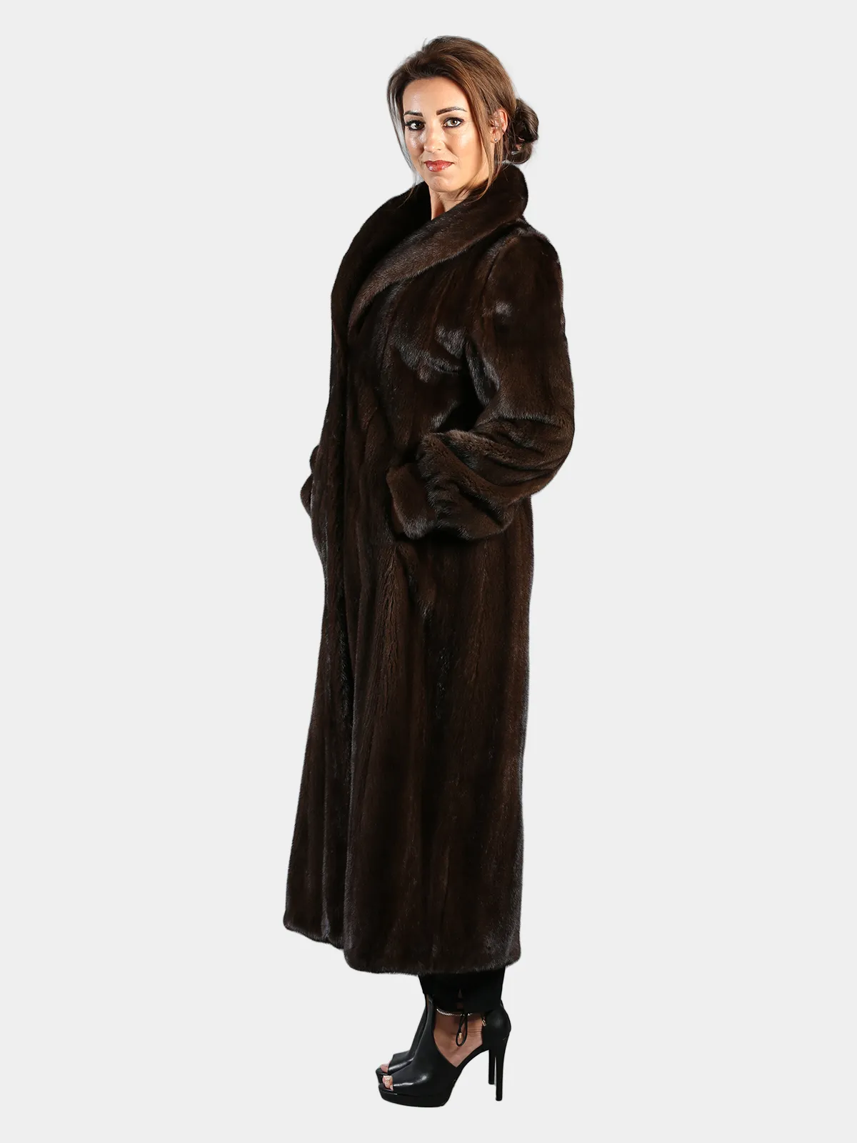 Woman's Mahogany Female Mink Fur Coat - Day Furs