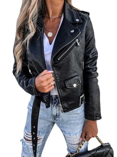 Women's Casual Solid Color Zipper Coat Jacket