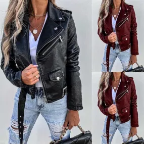 Women's Casual Solid Color Zipper Coat Jacket