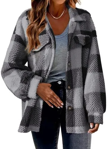 Women's Casual Streetwear Plaid Printing Pocket Single Breasted Coat Woolen Coat