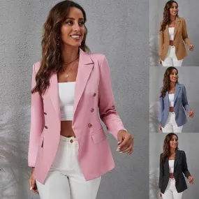 Women's Coat Long Sleeve Blazers Business Solid Color