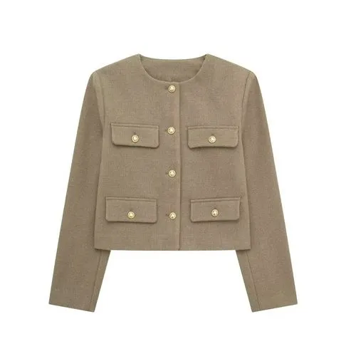 Women's Elegant Streetwear Solid Color Pocket Single Breasted Coat Jacket