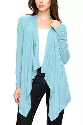 Women's Basic Draped Long Sleeve Open Front Knit Cardigan