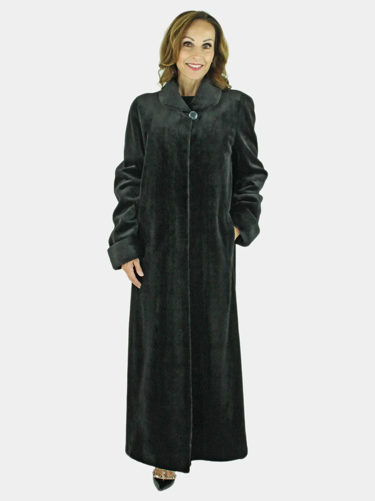 Women's Black Sheared Mink Fur Coat | Day Furs