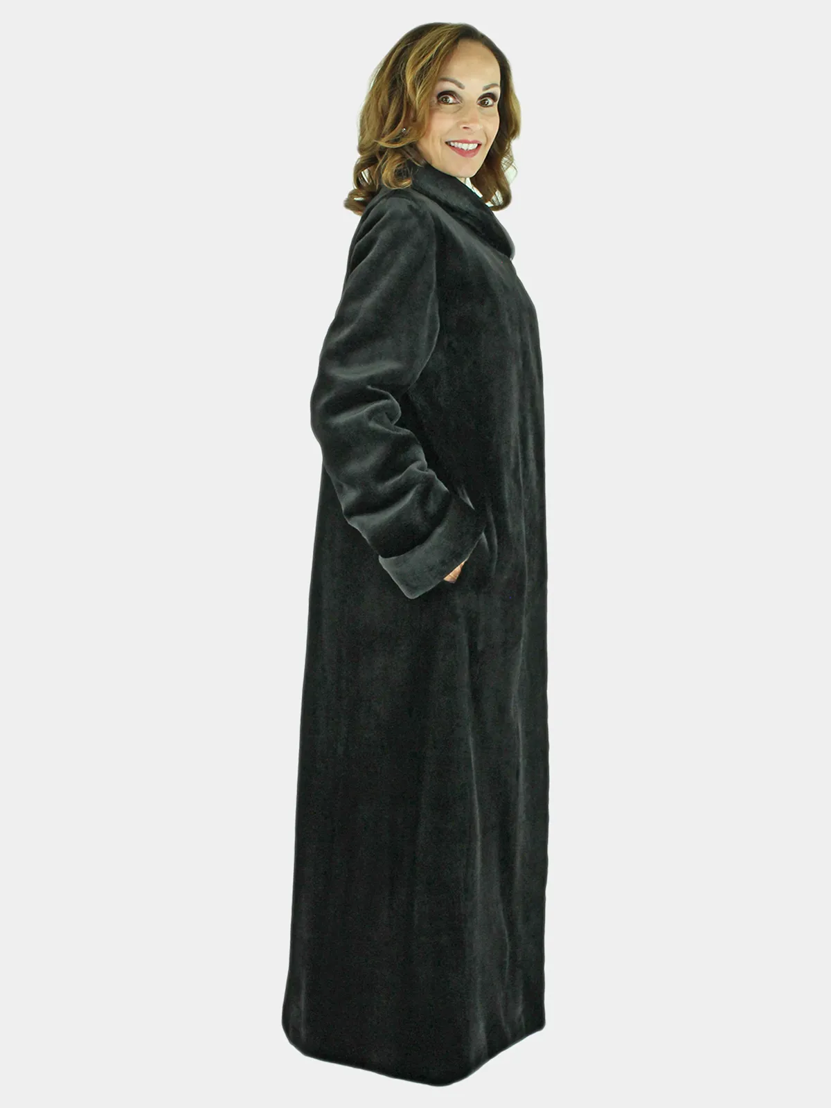 Women's Black Sheared Mink Fur Coat | Day Furs