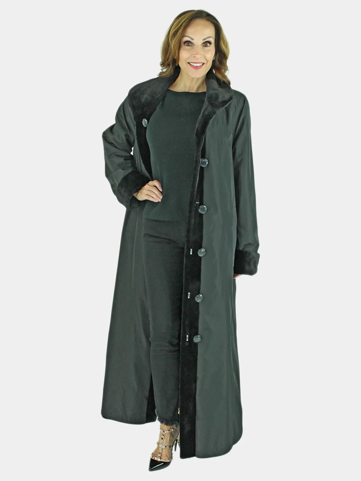 Women's Black Sheared Mink Fur Coat | Day Furs