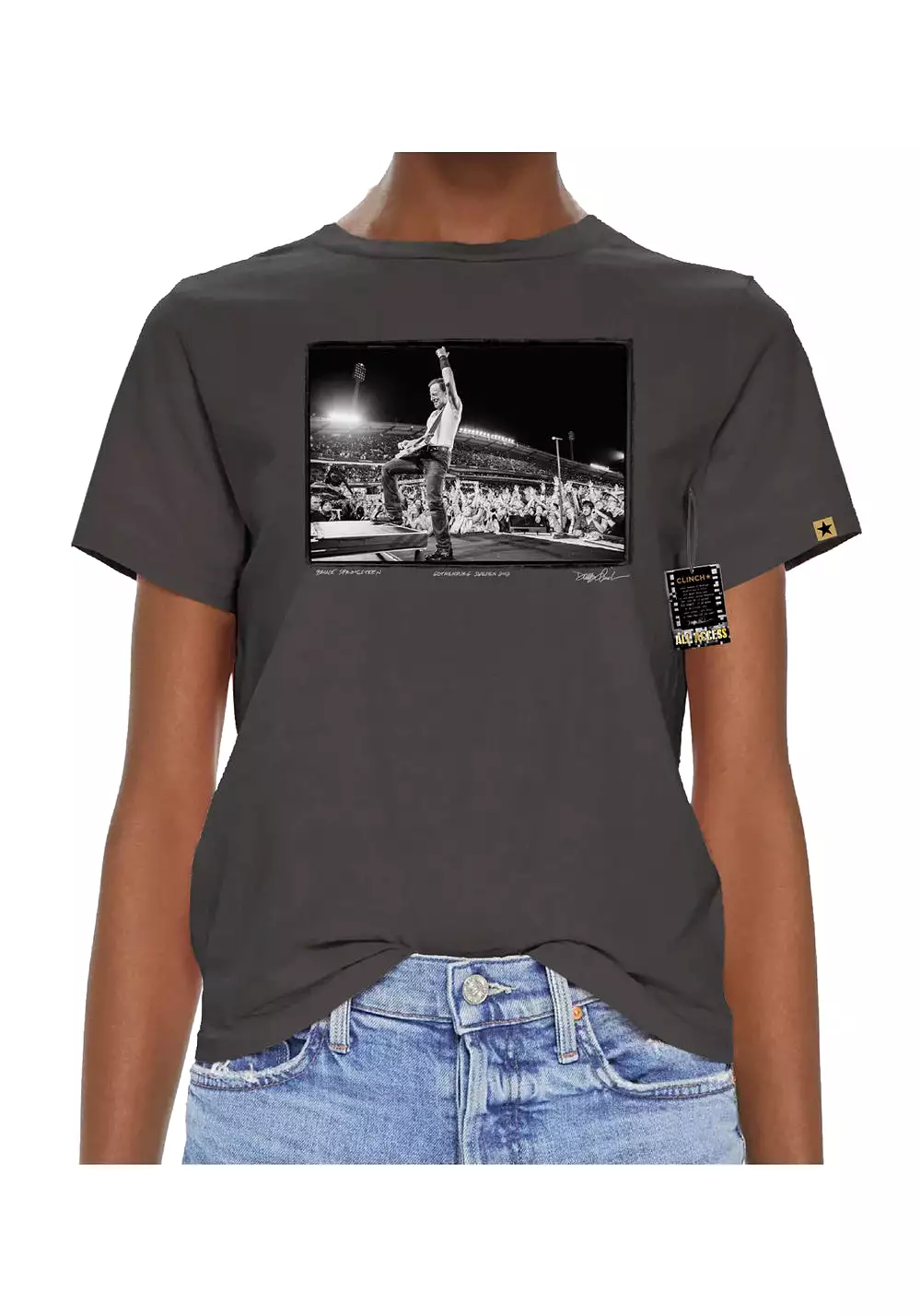 WOMEN'S 'BRUCE LIVE' T-SHIRT (BLACK) - CLINCH BY GOLDEN GOODS