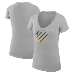 Women's Buffalo Sabres G-III 4Her by Carl Banks Heather Gray Heart V-Neck Fitted T-Shirt