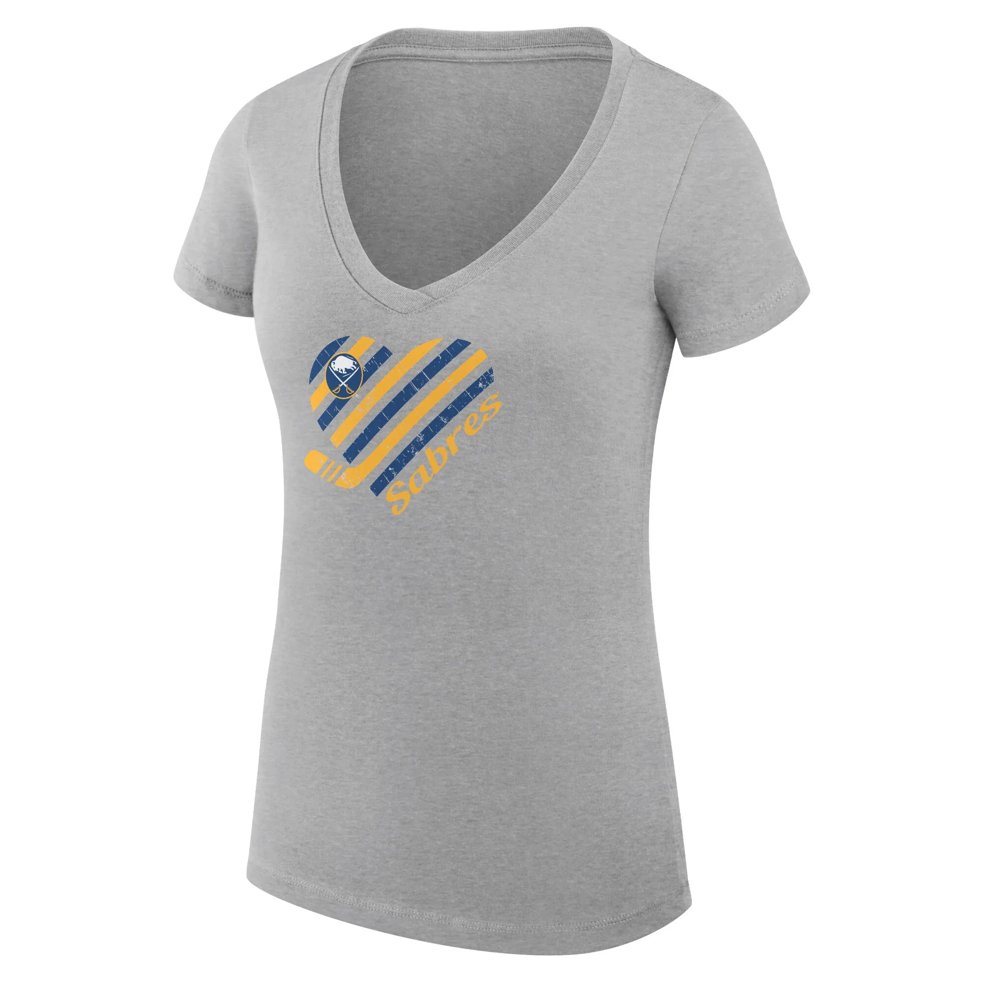 Women's Buffalo Sabres G-III 4Her by Carl Banks Heather Gray Heart V-Neck Fitted T-Shirt