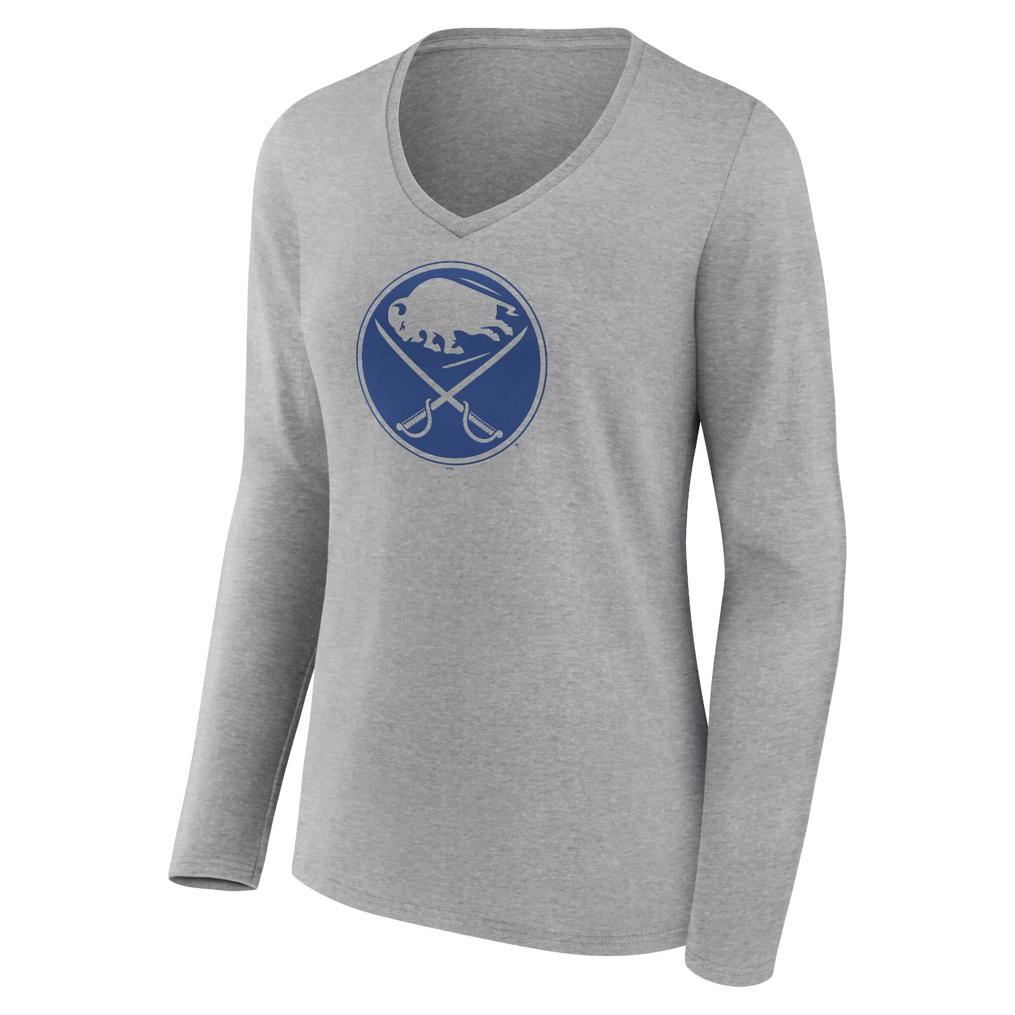 Women's Buffalo Sabres Heather Gray Personalized Name & Number Long Sleeve V-Neck T-Shirt