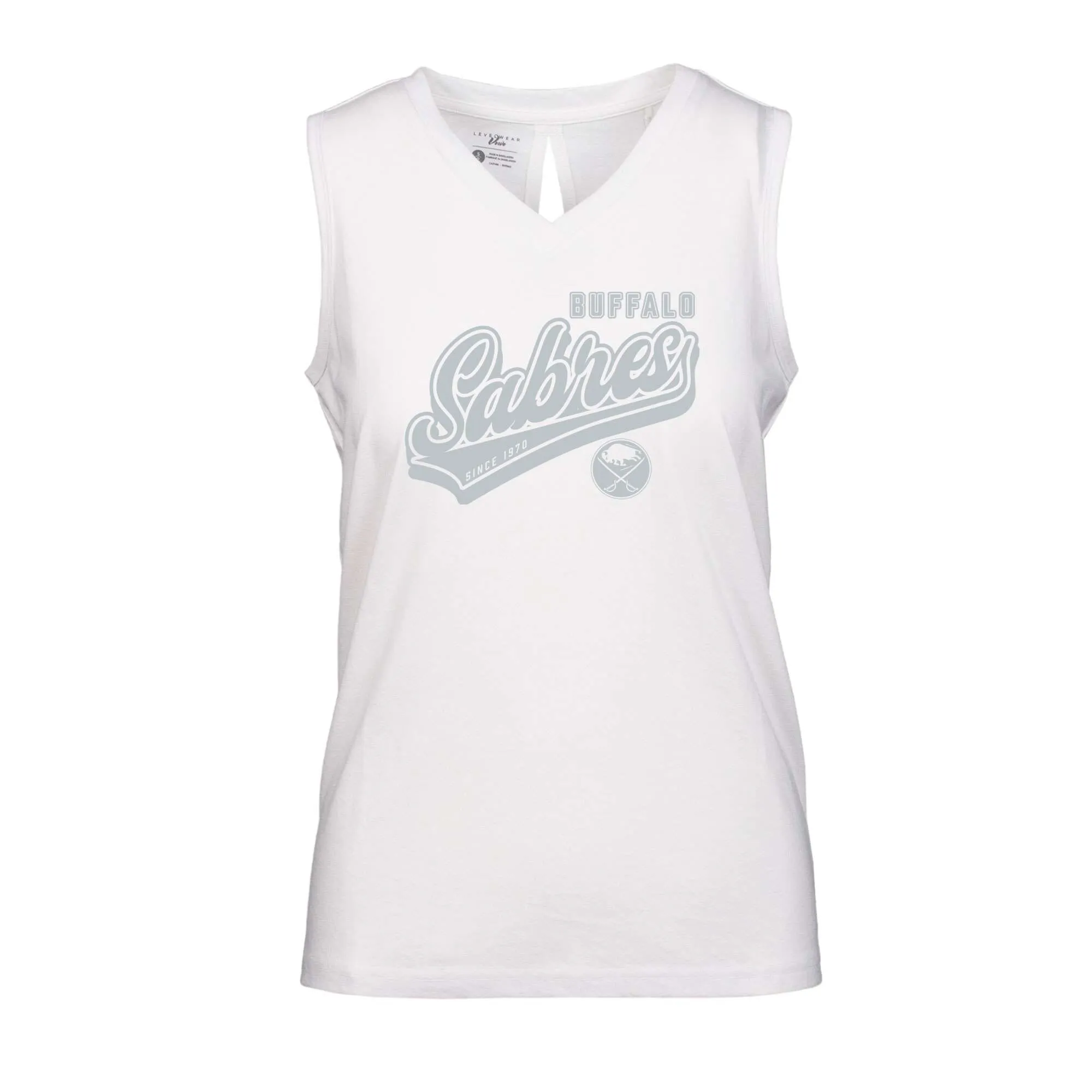 Women's Buffalo Sabres Levelwear White Paisley Sweep V-Neck Tank Top