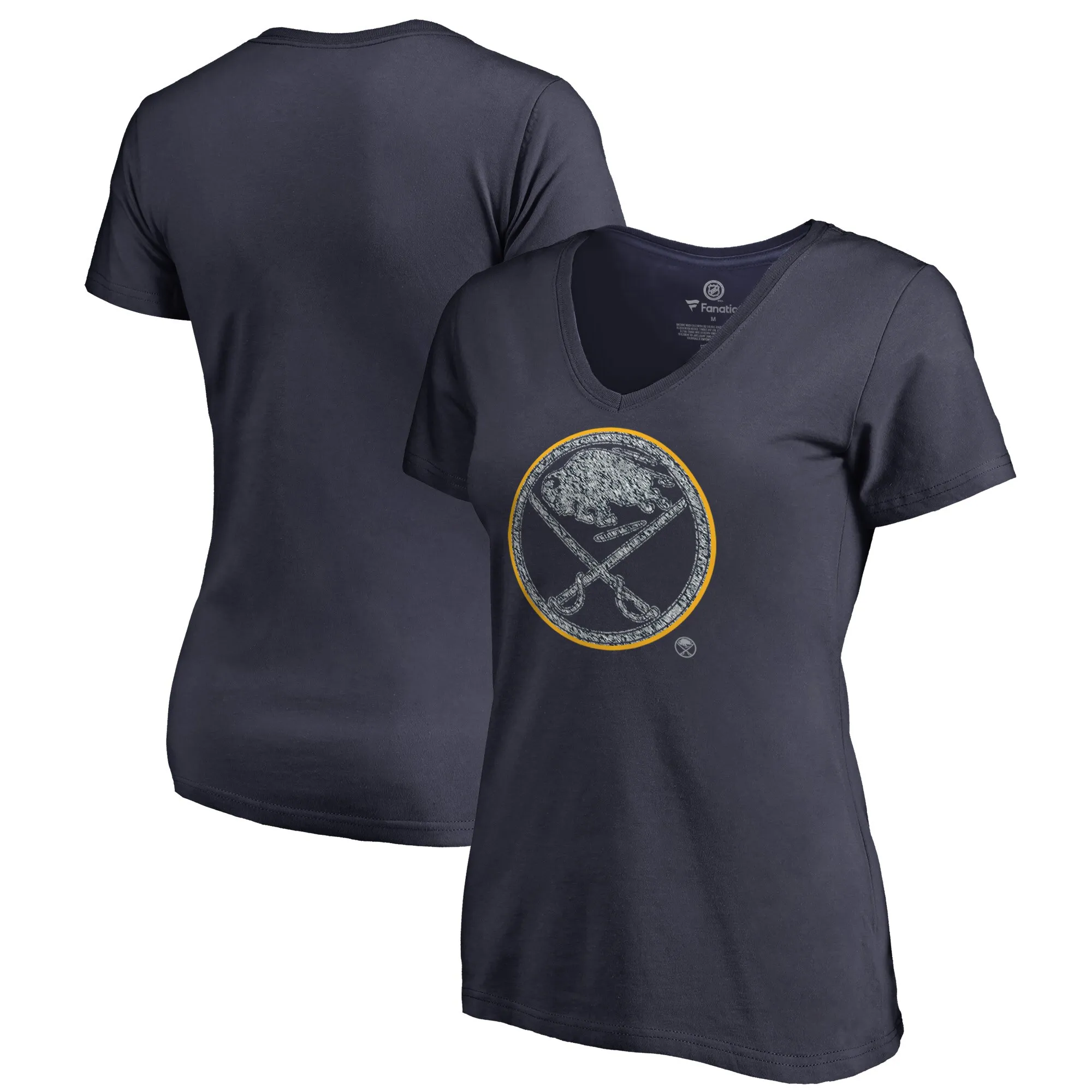 Women's Buffalo Sabres Navy Static Logo V-Neck T-Shirt