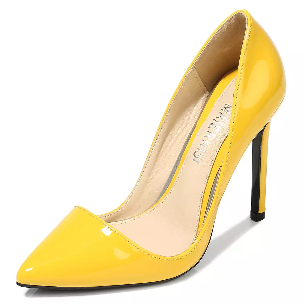 Women's Candy Color Pointed Toe Shallow Stiletto Heel Pumps