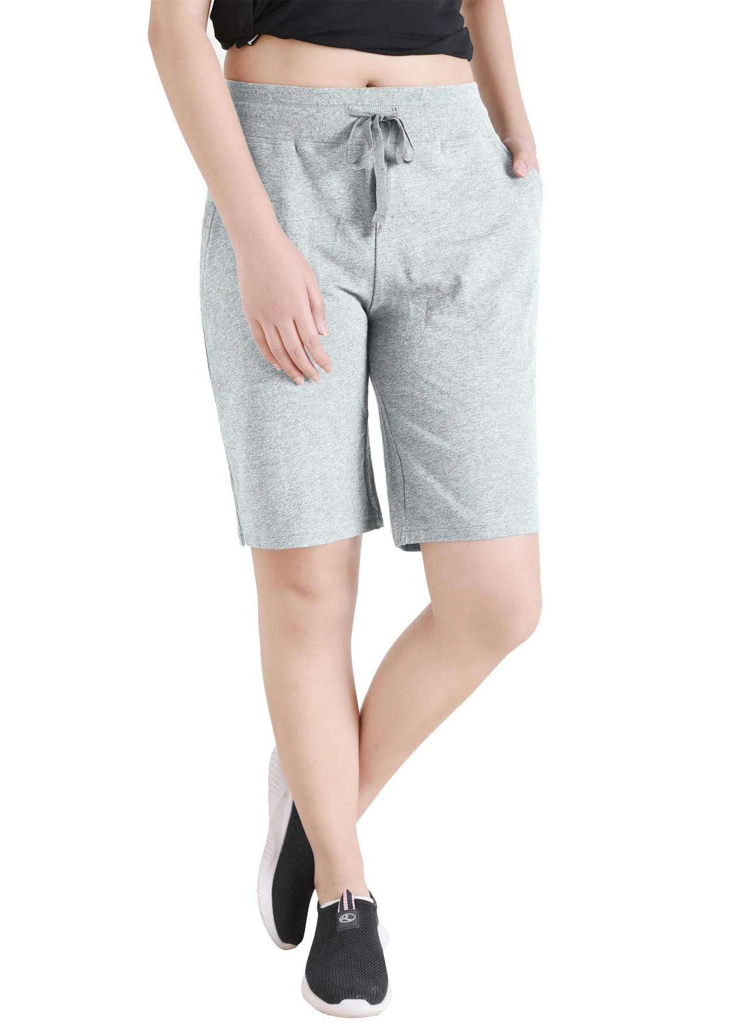 Women's Cotton Jersey Bermuda Shorts with Pockets