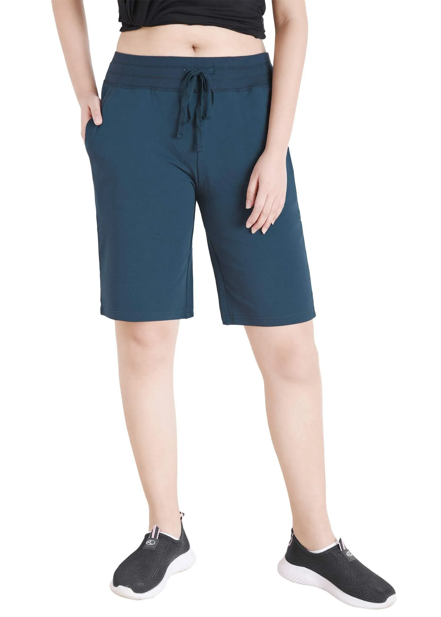 Women's Cotton Jersey Bermuda Shorts with Pockets