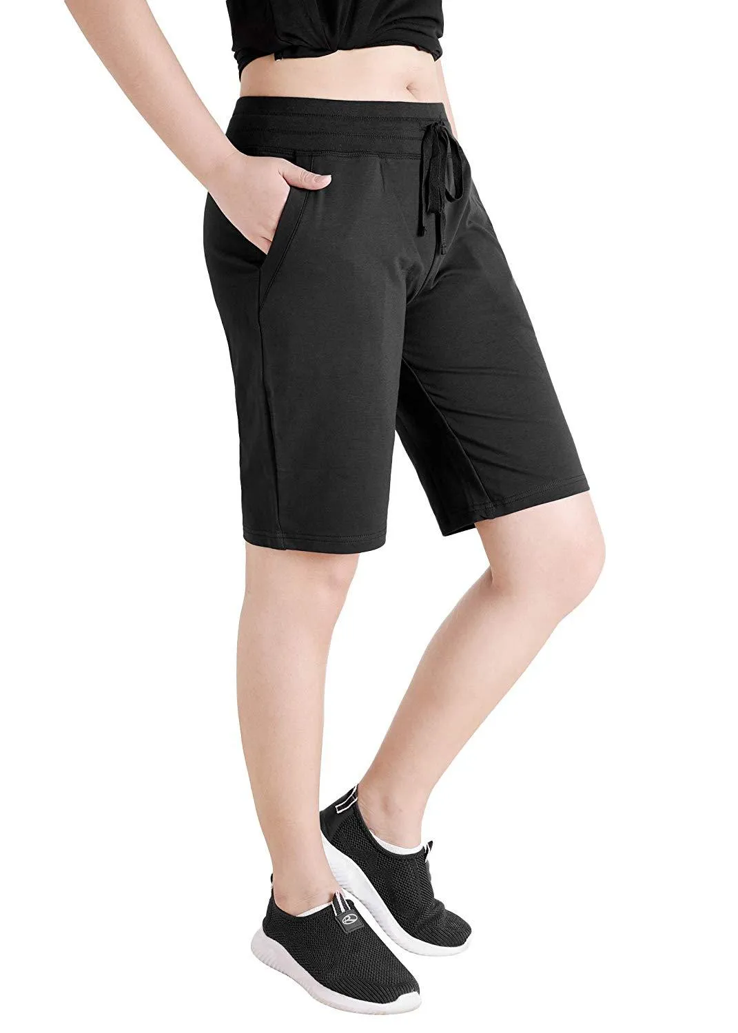 Women's Cotton Jersey Bermuda Shorts with Pockets