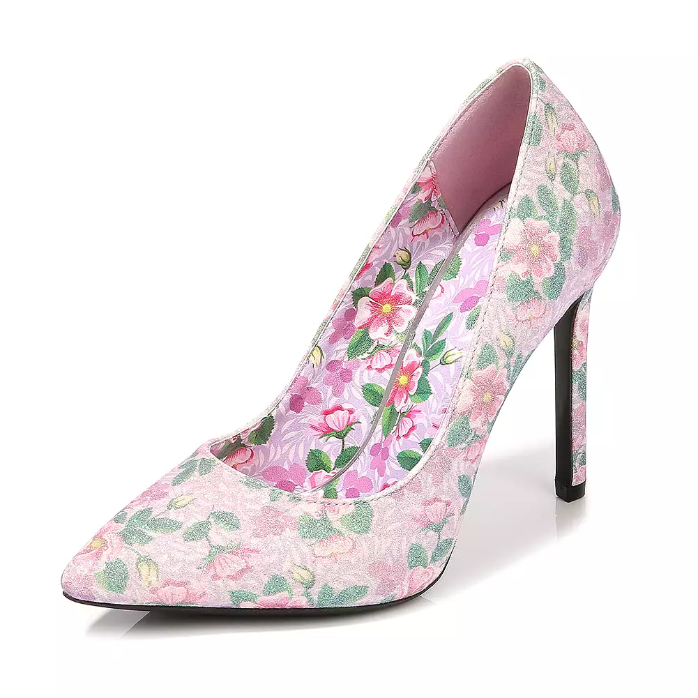 Women's Flora Printed Pointed Toe Shallow Stiletto Heel Pumps