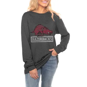 Women's Gameday Couture Charcoal Arkansas Razorbacks Tailgate Club Luxe Boyfriend Long Sleeve T-Shirt