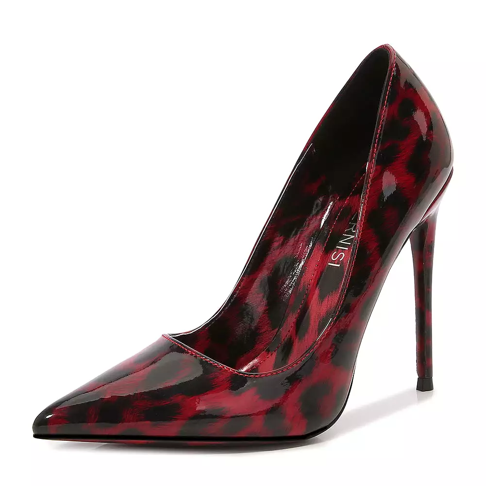 Women's Leopard Print Pointed Toe Shallow Stiletto Heel Pumps