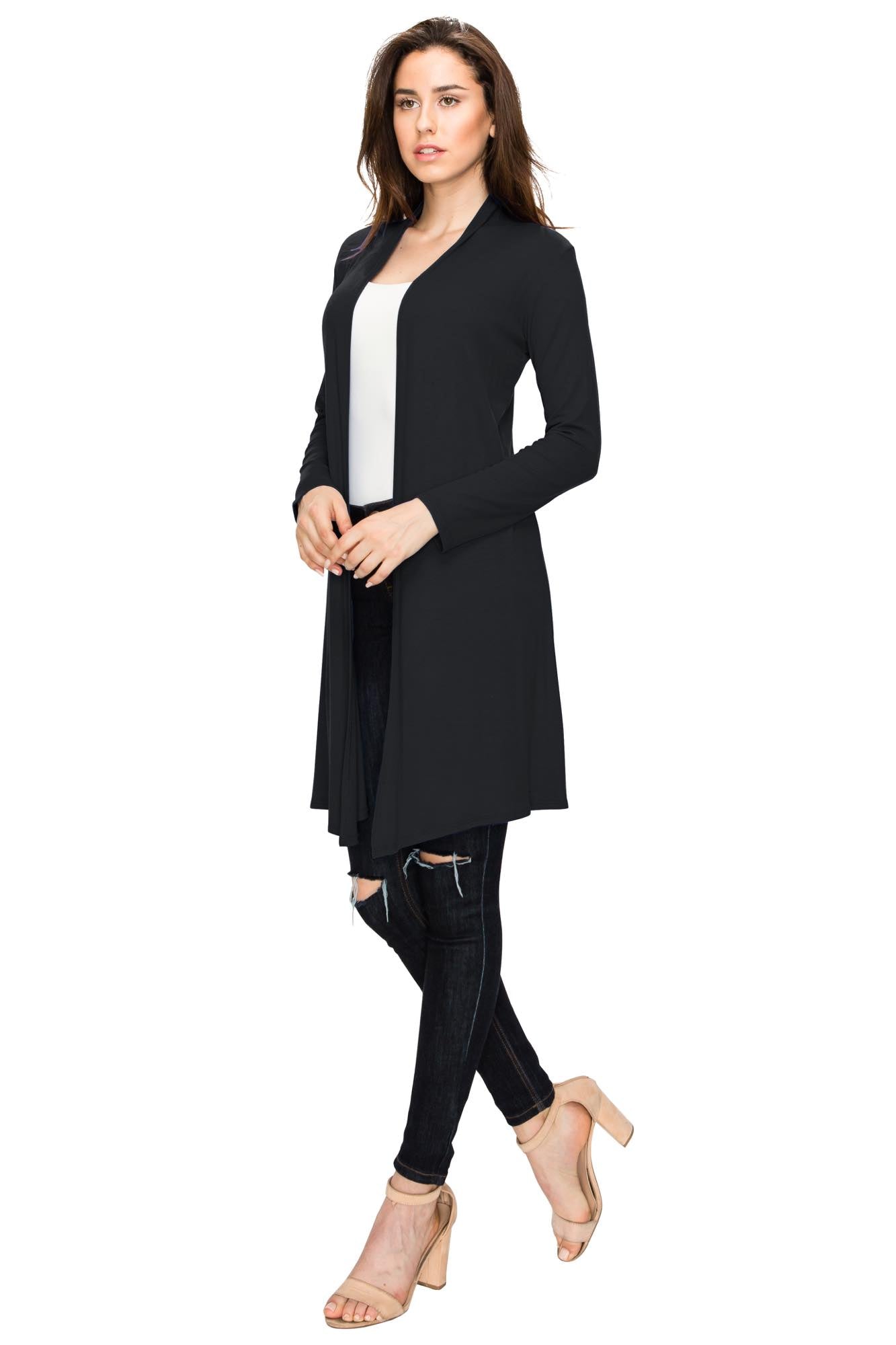 Women's Long Sleeve Open Front Long Cardigan