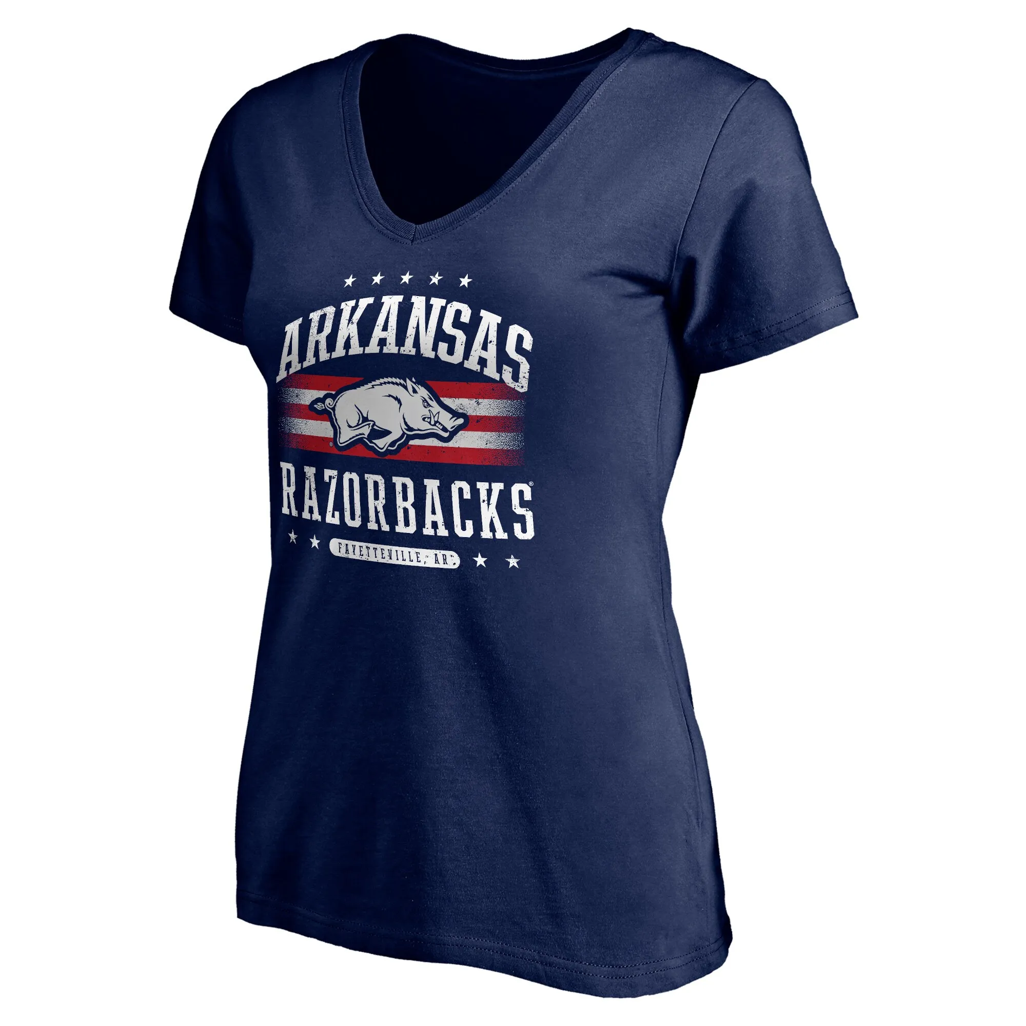 Women's Navy Arkansas Razorbacks City Pride V-Neck T-Shirt