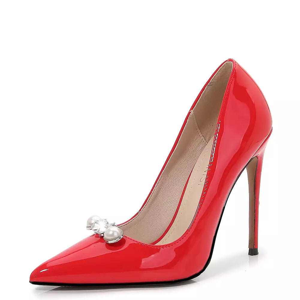 Women's Pointed Toe Pearls Shallow Stiletto Heel Pumps