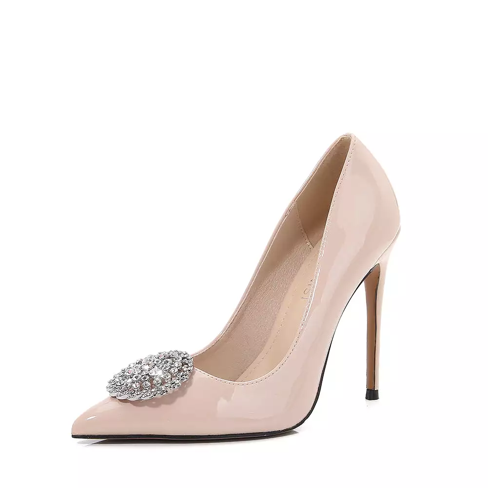 Women's Pointed Toe Rhinestone Shallow Stiletto Heel Pumps