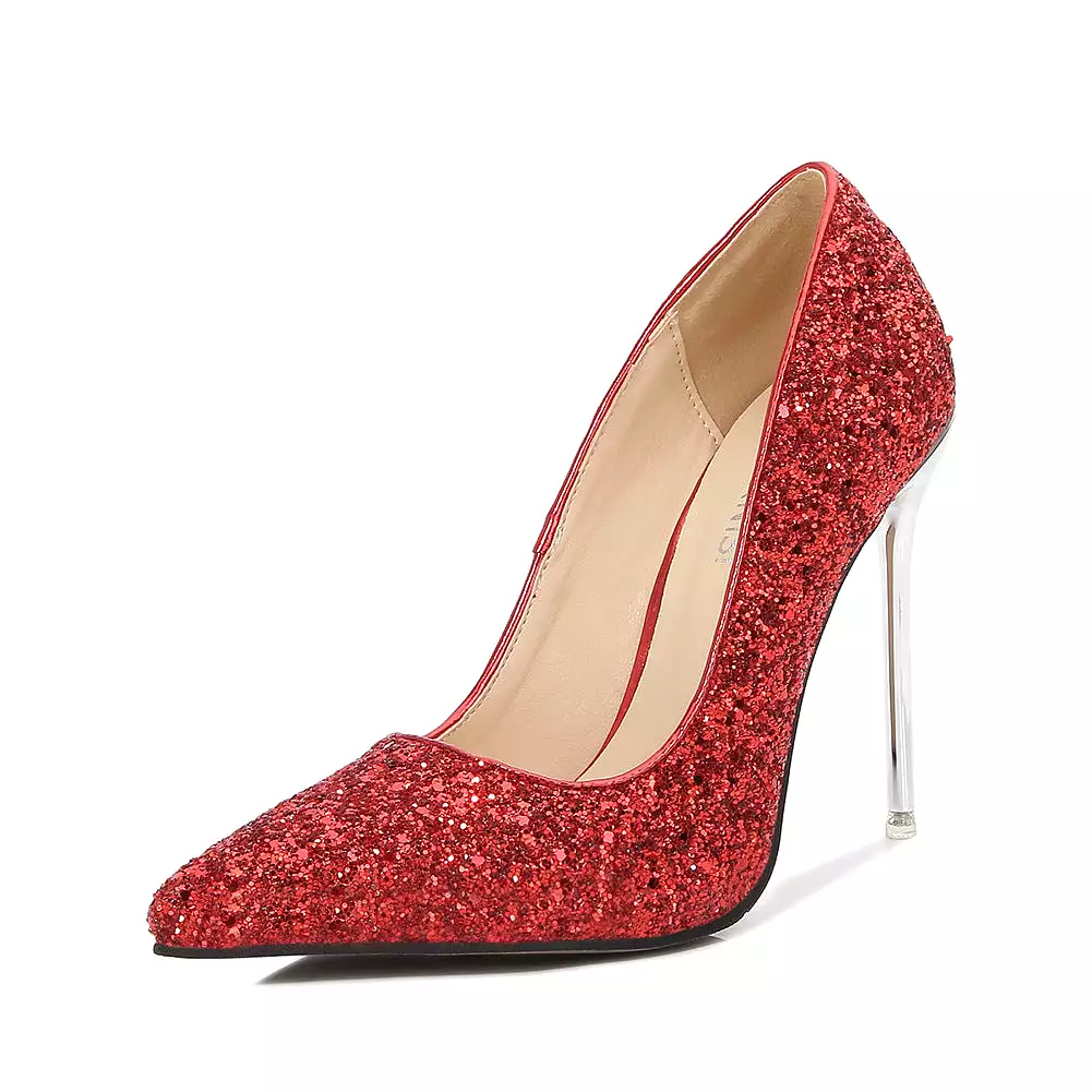 Women's Sequins Shallow Stiletto Heel Pumps